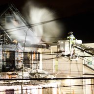 Staten Island firefighter pours water on fire