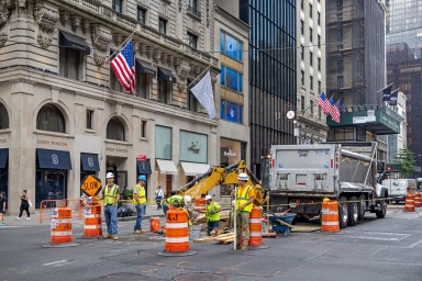 DOT crews working on NYC street