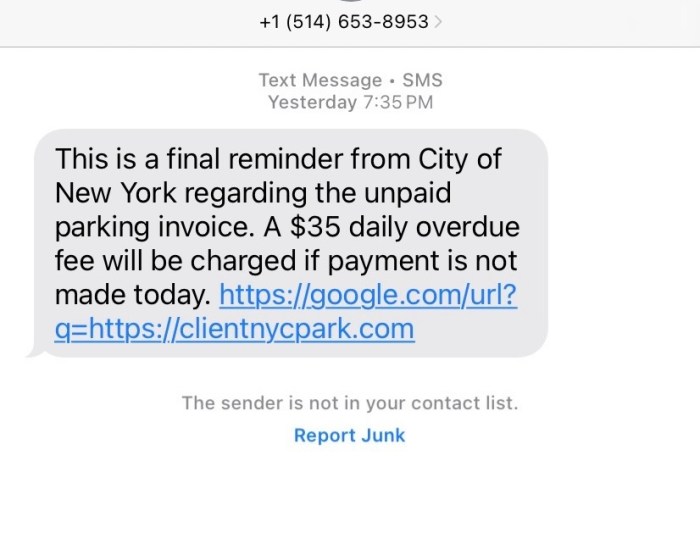 scam text message 