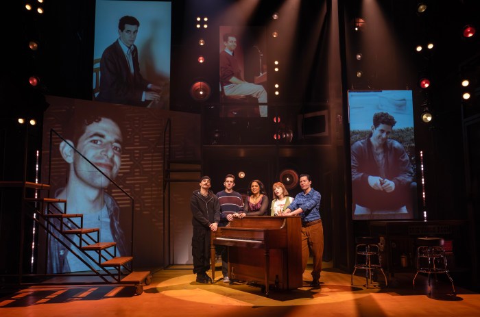 Andy Mientus, Adam Chanler-Berat, Taylor Iman Jones, Lauren Marcus, Jason Tam in "The Jonathan Larson Project."