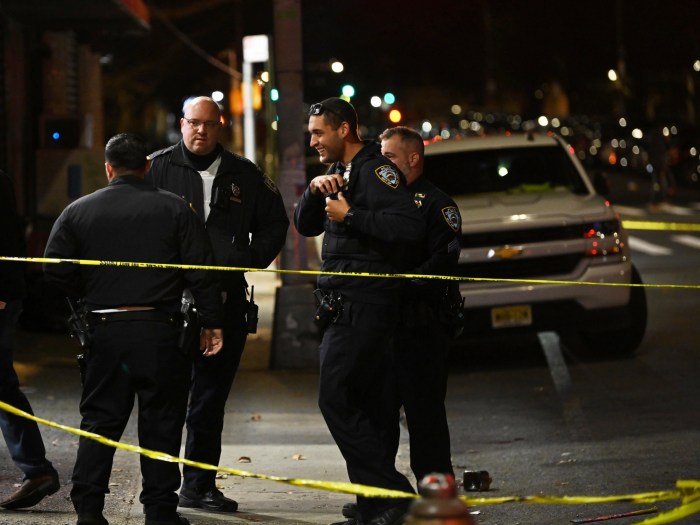 Brooklyn police at scene where man was shot