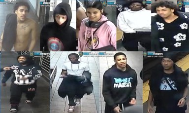 Collage of suspects involved in Manhattan subway assault